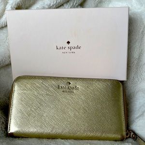 Beautiful Gold Kate Spade large wallet with gift box
